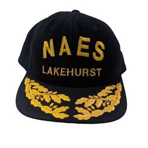 NAES Lakehurst Eagle Crest Adjustable Snapback Hat Baseball Cap Vintage USA Made
